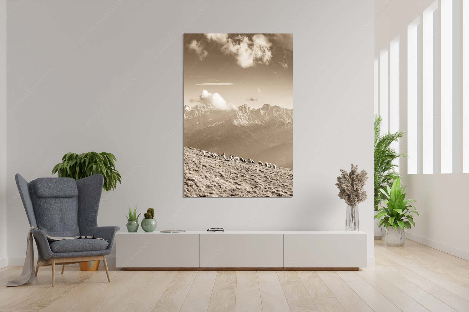 Schönste Karwendelweiden – Größe ca. 120x180cm, Seitenverhältnis 2:3 — Schafe im Karwendel Bergschafe am Schafreiter mit Blick zum Karwendelhauptkamm - Schönste Karwendelweiden - Größe ca. 120x180cm, Seitenverhältnis 2:3 - Schafe im Karwendel - weitere Infos unter https://www.kriner-weiermann.de