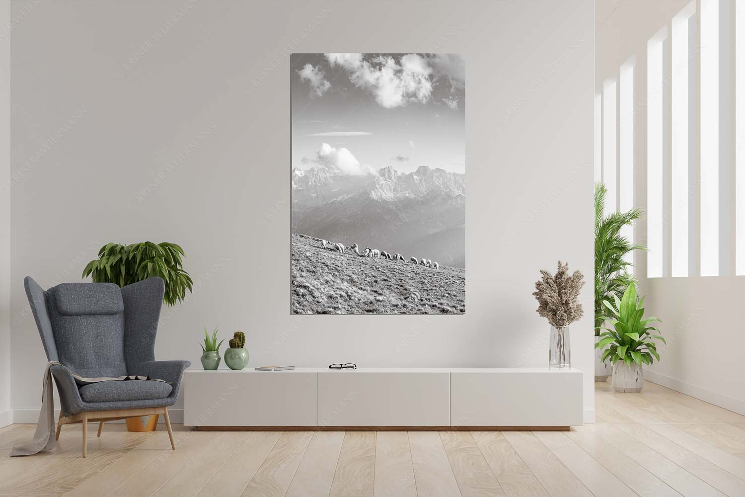 Schönste Karwendelweiden – Größe ca. 120x180cm, Seitenverhältnis 2:3 — Schafe im Karwendel Bergschafe am Schafreiter mit Blick zum Karwendelhauptkamm - Schönste Karwendelweiden - Größe ca. 120x180cm, Seitenverhältnis 2:3 - Schafe im Karwendel - weitere Infos unter https://www.kriner-weiermann.de