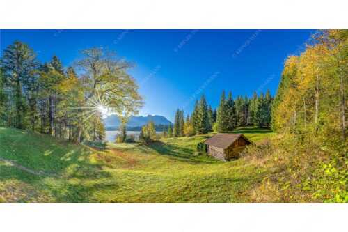 Blick über den Barmsee zum Karwendelgebirge - Schönste Plätze II - Seitenverhältnis 2:1 - Alter Ahorn am Barmsee - weitere Infos unter https://www.kriner-weiermann.de