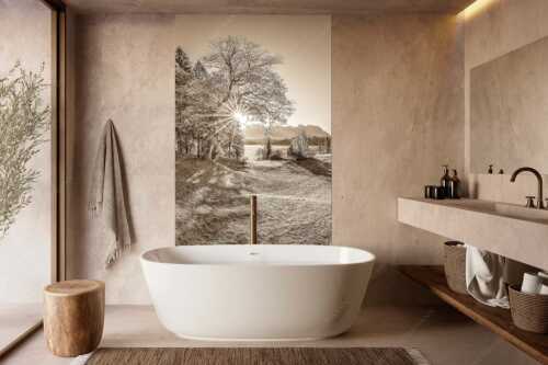 Blick über den Barmsee zum Karwendelgebirge - Schönste Plätze II - Größe ca. 160x240cm, Seitenverhältnis - Alter Ahorn am Barmsee - weitere Infos unter https://www.kriner-weiermann.de