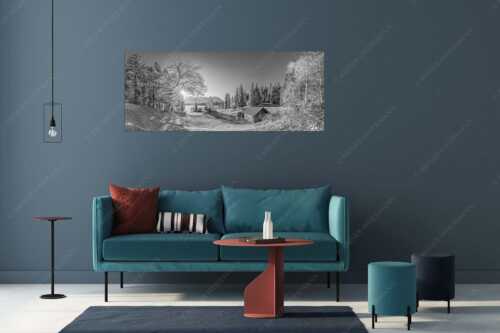 Blick über den Barmsee zum Karwendelgebirge - Schönste Plätze II - Größe ca. 175x70cm, Seitenverhältnis 2,5:1 - Alter Ahorn am Barmsee - weitere Infos unter https://www.kriner-weiermann.de