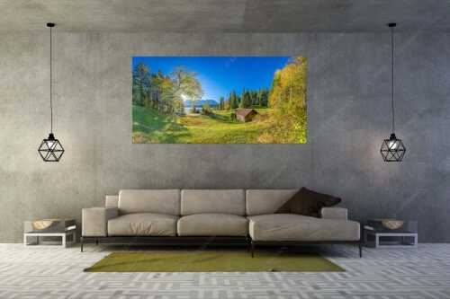 Blick über den Barmsee zum Karwendelgebirge - Schönste Plätze II - Größe ca. 200x100cm, Seitenverhältnis - Alter Ahorn am Barmsee - weitere Infos unter https://www.kriner-weiermann.de
