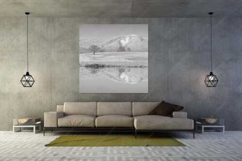 Blick über die Ach bei Uffing zum Hörnle in den Ammergauer Alpen - Silentium - Größe ca. 160x160cm, Seitenverhältnis 1:1 - Ach bei Uffing mit Hörnle - weitere Infos unter https://www.kriner-weiermann.de