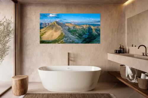 Blick auf Soiernspitze, die Soiernlache und die beiden Soiernseen - Soiernwasser - Größe ca. 180x90cm, Seitenverhältnis 2:1 - Soiernspitze und Soiernseen - weitere Infos unter https://www.kriner-weiermann.de
