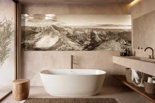 Blick auf Soiernspitze, die Soiernlache und die beiden Soiernseen - Soiernwasser - Größe ca. 300x100cm, Seitenverhältnis 3:1 - Soiernspitze und Soiernseen - weitere Infos unter https://www.kriner-weiermann.de