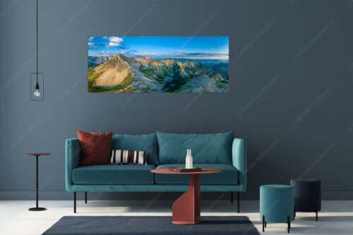 Blick auf Soiernspitze, die Soiernlache und die beiden Soiernseen - Soiernwasser - Größe ca. 175x70cm, Seitenverhältnis 2,5:1 - Soiernspitze und Soiernseen - weitere Infos unter https://www.kriner-weiermann.de