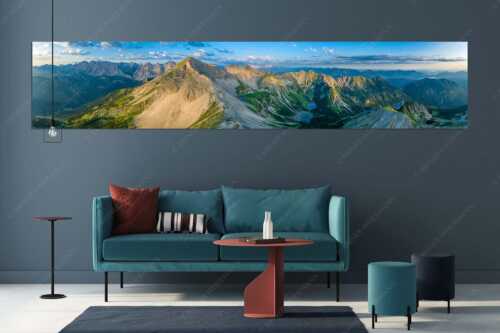 Blick auf Soiernspitze, die Soiernlache und die beiden Soiernseen - Soiernwasser - Größe ca. 350x70cm, Seitenverhältnis 5:1 - Soiernspitze und Soiernseen - weitere Infos unter https://www.kriner-weiermann.de