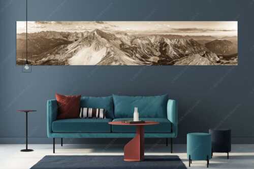 Blick auf Soiernspitze, die Soiernlache und die beiden Soiernseen - Soiernwasser - Größe ca. 350x70cm, Seitenverhältnis 5:1 - Soiernspitze und Soiernseen - weitere Infos unter https://www.kriner-weiermann.de