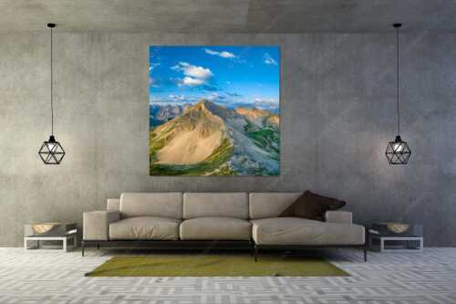 Blick auf Soiernspitze, die Soiernlache und die beiden Soiernseen - Soiernwasser - Größe ca. 160x160cm, Seitenverhältnis 1:1 - Soiernspitze und Soiernseen - weitere Infos unter https://www.kriner-weiermann.de