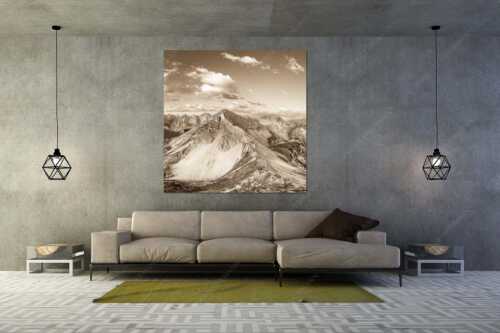 Blick auf Soiernspitze, die Soiernlache und die beiden Soiernseen - Soiernwasser - Größe ca. 160x160cm, Seitenverhältnis 1:1 - Soiernspitze und Soiernseen - weitere Infos unter https://www.kriner-weiermann.de