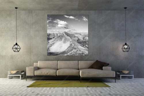 Blick auf Soiernspitze, die Soiernlache und die beiden Soiernseen - Soiernwasser - Größe ca. 160x160cm, Seitenverhältnis 1:1 - Soiernspitze und Soiernseen - weitere Infos unter https://www.kriner-weiermann.de