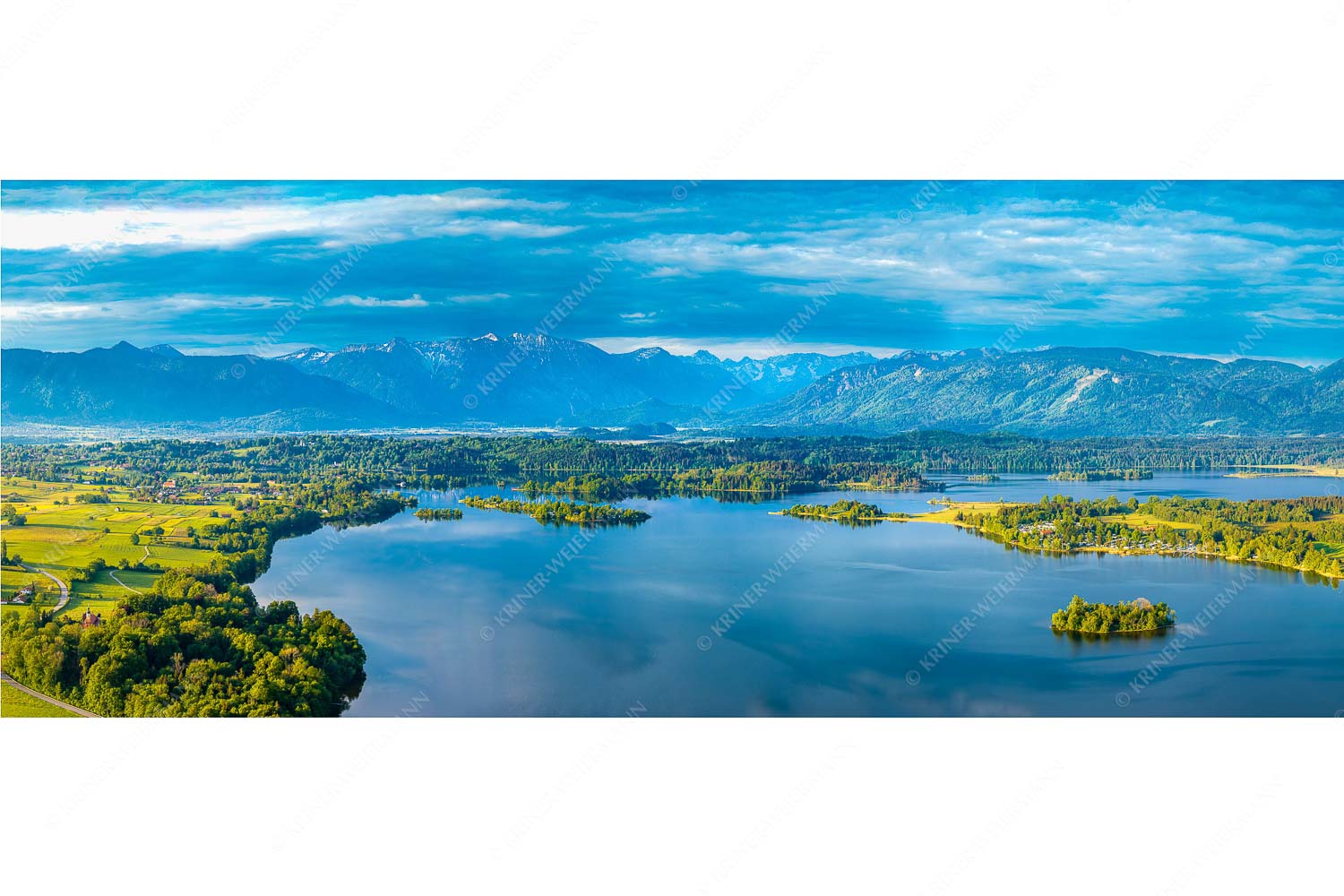 Staffelsee – Seitenverhältnis 2,5:1 — Seehausen Murnau Blick über den Staffelsee ins Estergebirge und den Ammergauer Alpen