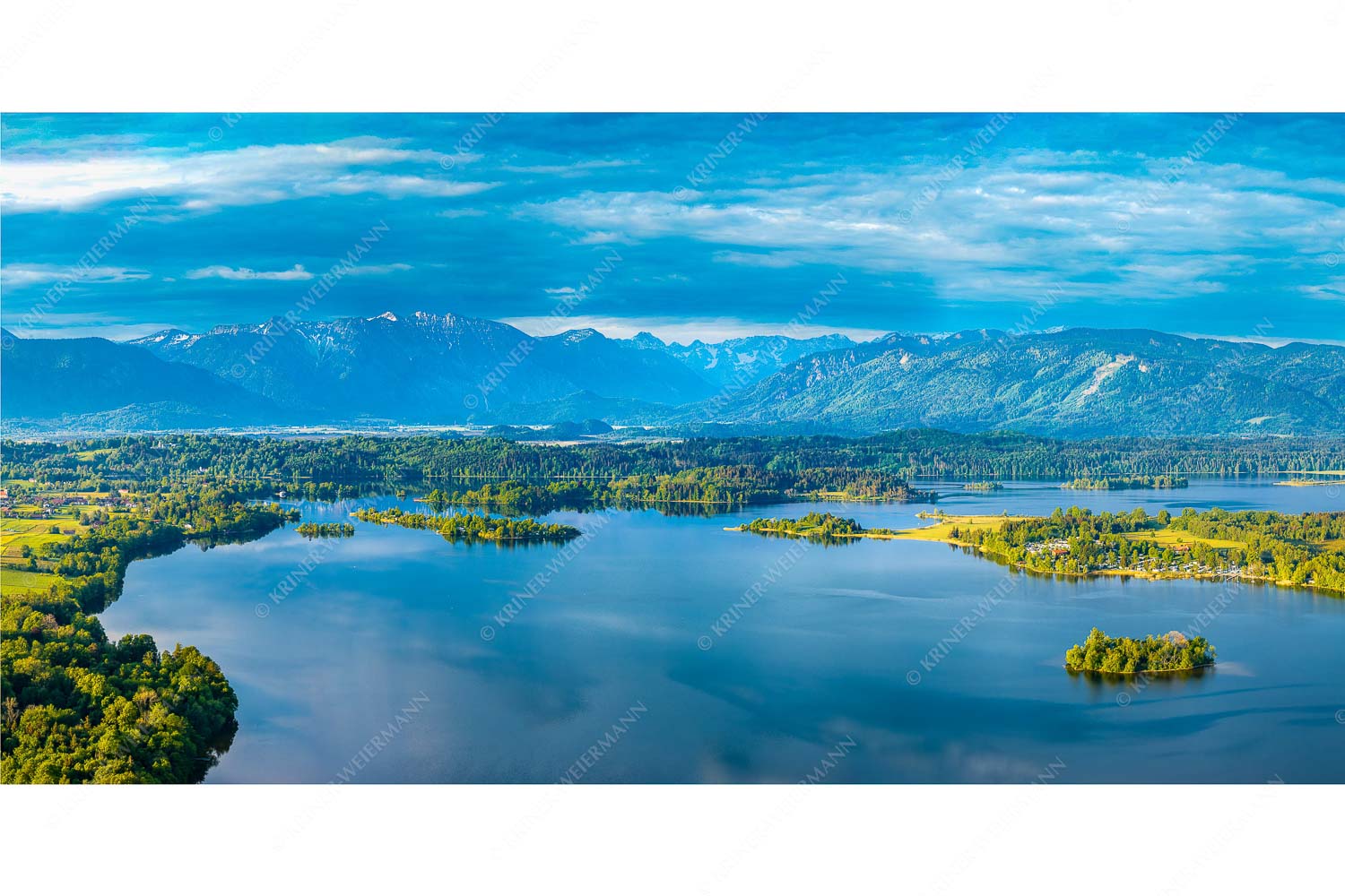 Staffelsee – Seitenverhältnis 2:1 — Seehausen Murnau Blick über den Staffelsee ins Estergebirge und den Ammergauer Alpen