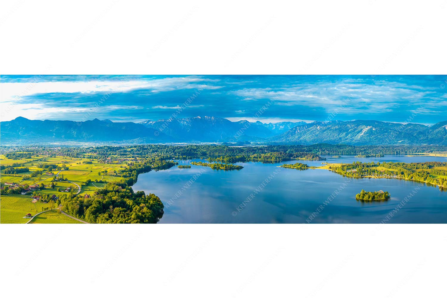 Staffelsee – Seitenverhältnis 3:1 — Seehausen Murnau Blick über den Staffelsee ins Estergebirge und den Ammergauer Alpen