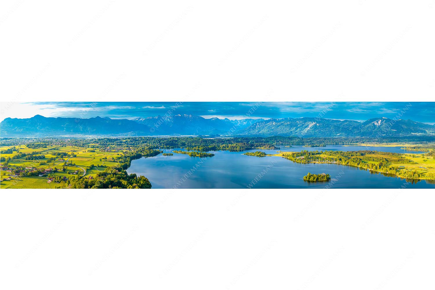 Staffelsee – Seitenverhältnis 5:1 — Seehausen Murnau Blick über den Staffelsee ins Estergebirge und den Ammergauer Alpen