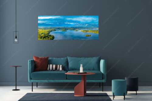 Blick über den Staffelsee ins Estergebirge und den Ammergauer Alpen - Staffelsee - Größe ca. 175x70cm, Seitenverhältnis 2,5:1 - Seehausen Murnau - weitere Infos unter https://www.kriner-weiermann.de