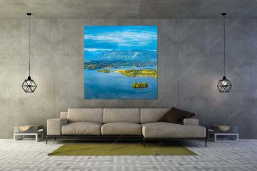 Blick über den Staffelsee ins Estergebirge und den Ammergauer Alpen - Staffelsee - Größe ca. 160x160cm, Seitenverhältnis 1:1 - Seehausen Murnau - weitere Infos unter https://www.kriner-weiermann.de