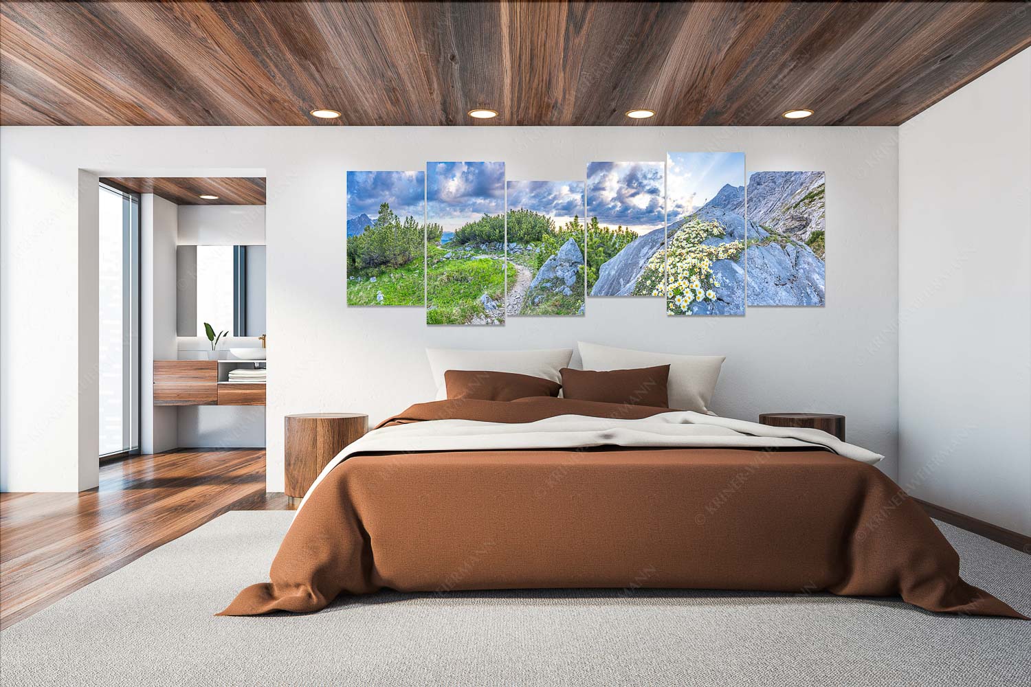 Silberwurzblüten am Wegesrand vom Schachen zur Meilerhütte im Wettersteingebirge - Steinige Blüten - 6er Split, Größe ca. 280x112cm, Seitenverhältnis 2,5:1 - Silberwurz am Schachen - weitere Infos unter https://www.kriner-weiermann.de