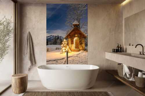 Die Kapelle beim Gschwandnerbauern liegt vor einem einzigartigen Panorama - Stille Nacht - Größe ca. 160x240cm, Seitenverhältnis 2:3 - Weihnachtliche Kapelle - weitere Infos unter https://www.kriner-weiermann.de