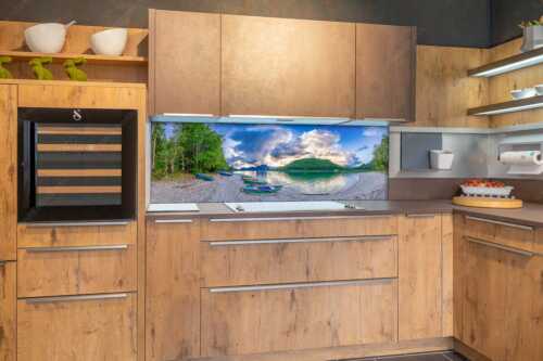 Beeindruckende Wolkenstimmung über dem Herzogstand mit Walchensee - Südsee - Größe ca. 180x60cm, Seitenverhältnis 3:1 - Walchensee mit Herzogstand - weitere Infos unter https://www.kriner-weiermann.de