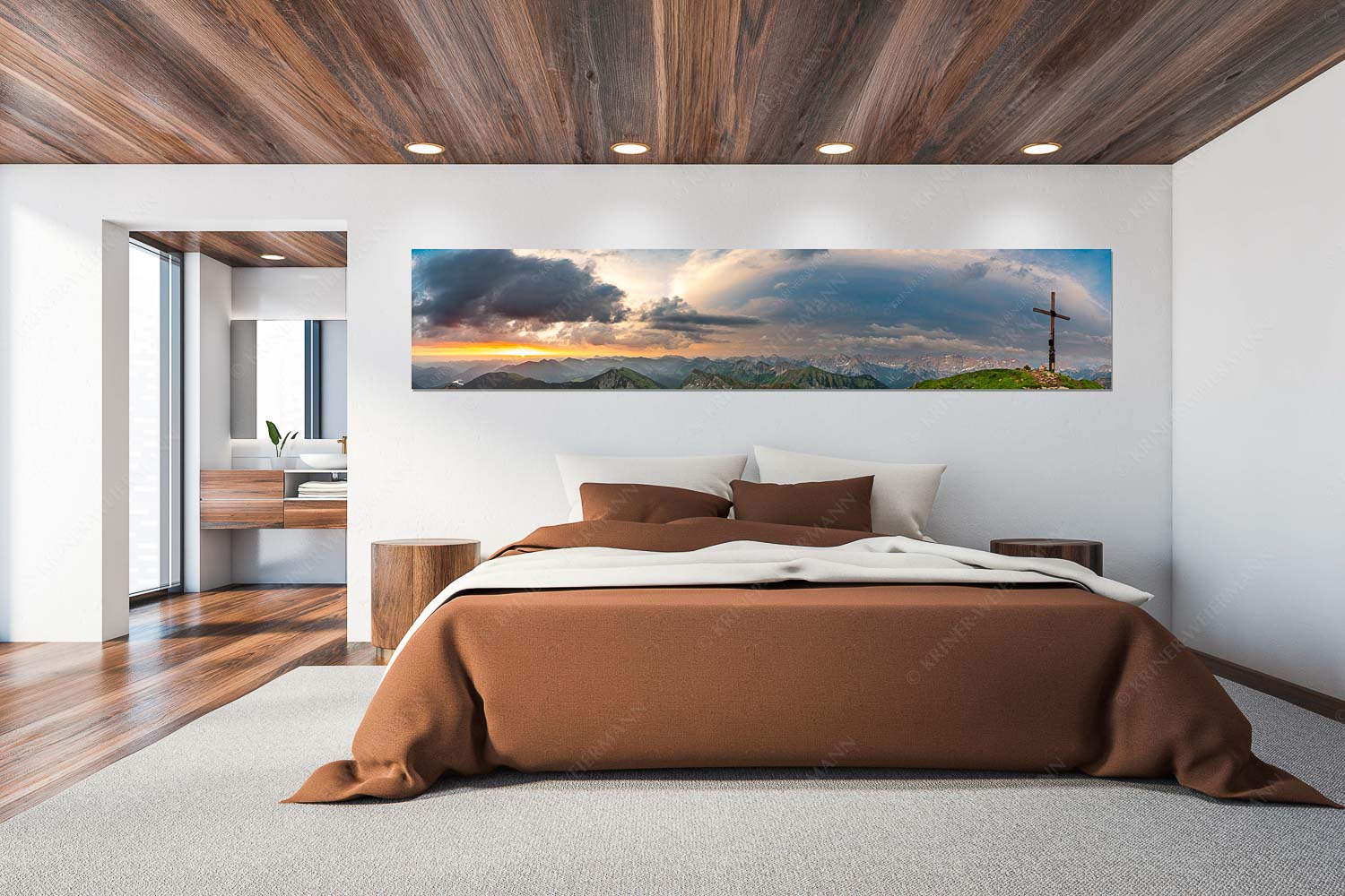 Blick in den Sonnenaufgang vom Schafreiter im Karwendelgebirge - Toller Morgen - Größe ca. 300x60cm, Seitenverhältnis 5:1 - Schafreiter Sonnenaufgang - weitere Infos unter https://www.kriner-weiermann.de