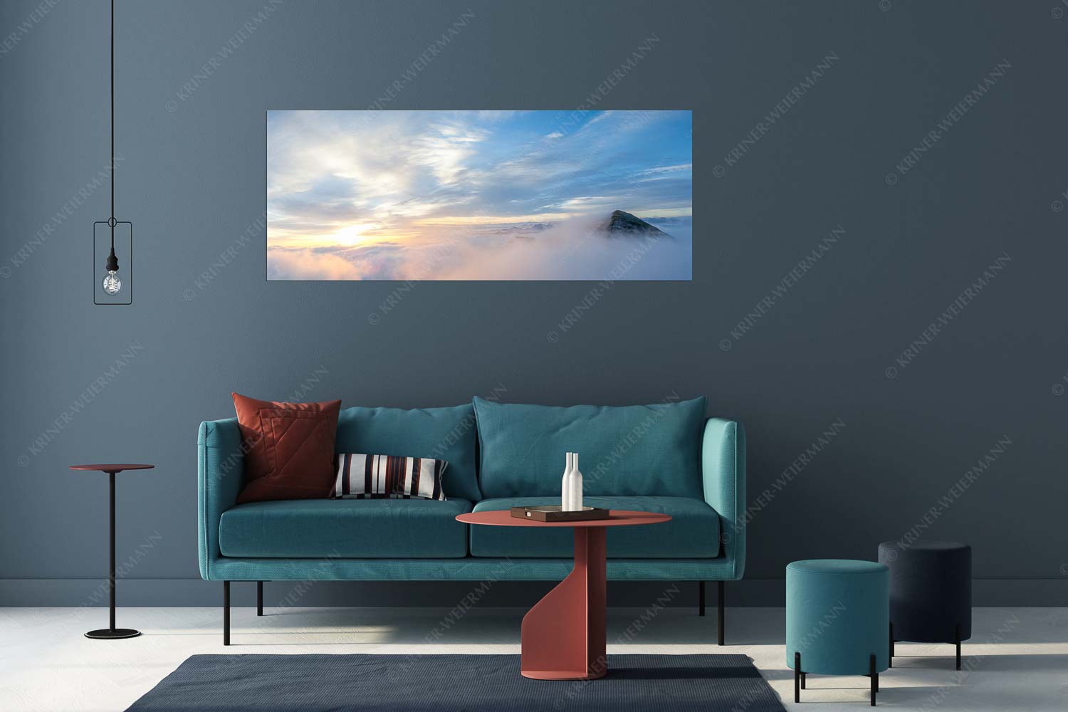 Der höchste Gipfel des Estergebirges ragt nur wenige Meter aus dem Wolkenmeer - Traumwelt - Größe ca. 175x70cm, Seitenverhältnis 2,5:1 - Wolkenstimmung am Krottenkopf - weitere Infos unter https://www.kriner-weiermann.de