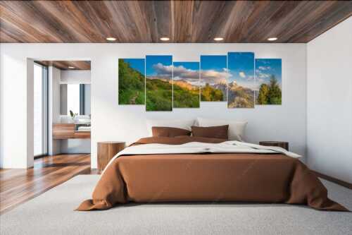 Kurz hinter dem Schachenschloss offenbart sich dieser einzigartige Ausblick ins Reintal - Über dem tiefen Tal - 6er Split, Größe ca. 280x112cm, Seitenverhältnis 2,5:1 - Schachen und Alpspitze - weitere Infos unter https://www.kriner-weiermann.de