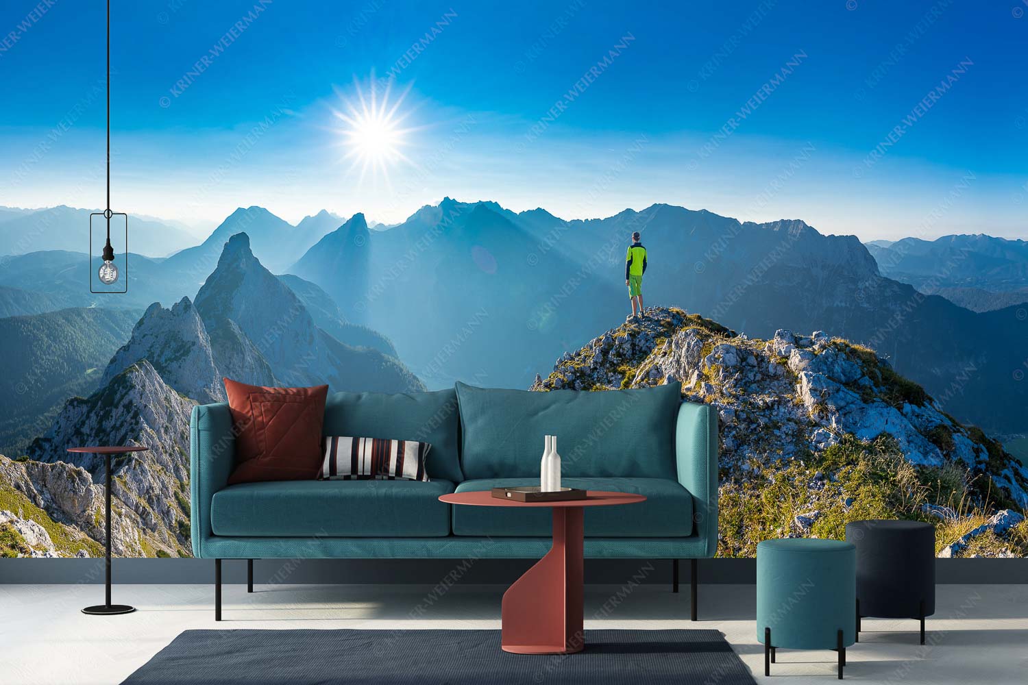 Über die Arnspitzen – Größe ca. 400x200cm, Seitenverhältnis 2:1 — Wandern zur Großen Arnspitze Blick von großer Arnspitze über Arnplattenspitze in den Sonnenuntergang im Wettersteingebnirge - Über die Arnspitzen - Größe ca. 400x200cm, Seitenverhältnis 2:1 - Wandern zur Großen Arnspitze - weitere Infos unter https://www.kriner-weiermann.de