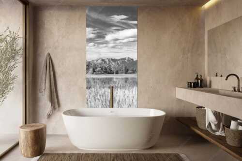 Überschwemmtes Feld nach Hochwasser bei Murnau mit Zugspitzmassiv - Überfluss - Größe ca. 100x200cm, Seitenverhältnis 1:2 - Murnau mit Alpspitze und Zugspitze - weitere Infos unter https://www.kriner-weiermann.de
