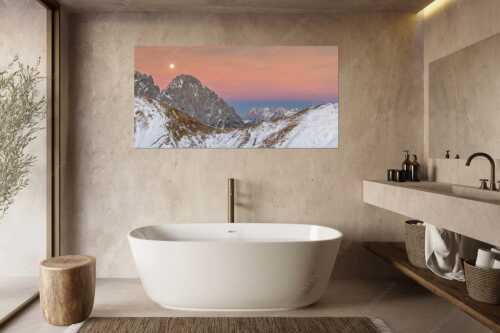 Vollmondaufgang über Öfelekopf mit Scharnitzjoch Gehrenspitze und Karwendel im Hintergrund - Übergänge - Größe ca. 180x90cm, Seitenverhältnis 2:1 - Wetterstein- und Karwendelgebirge - weitere Infos unter https://www.kriner-weiermann.de