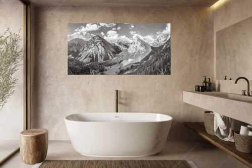 Blick über die Kastenalm im Karwendel ins Roßloch - Übern Kasten - Größe ca. 180x90cm, Seitenverhältnis 2:1 - Kastenalm im Hinterautal - weitere Infos unter https://www.kriner-weiermann.de