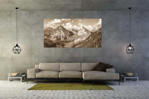 Blick über die Kastenalm im Karwendel ins Roßloch - Übern Kasten - Größe ca. 200x100cm, Seitenverhältnis 2:1 - Kastenalm im Hinterautal - weitere Infos unter https://www.kriner-weiermann.de