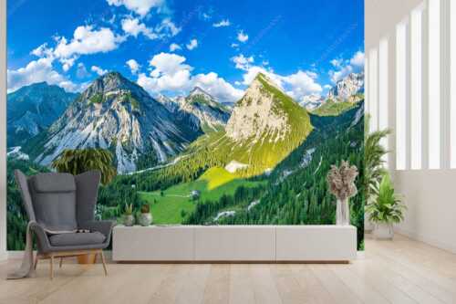 Blick über die Kastenalm im Karwendel ins Roßloch - Übern Kasten - Größe ca. 300x200cm, Seitenverhältnis 3:2 - Kastenalm im Hinterautal - weitere Infos unter https://www.kriner-weiermann.de