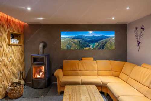Blick auf Mittenwald am Karwendel und dem Lautersee am Wetterstein - Übern Lautersee - Größe ca. 180x60cm, Seitenverhältnis 3:1 - Mittenwald Karwendel und Wetterstein - weitere Infos unter https://www.kriner-weiermann.de