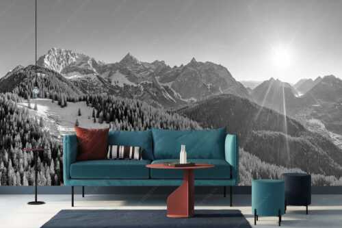 Blick über Rehbergalm ins Karwendel- und Wettersteingebirge - Übern Rehberg - Größe ca. 400x200cm, Seitenverhältnis 2:1 - Wörner Tiefkar und Karwendelkopf - weitere Infos unter https://www.kriner-weiermann.de