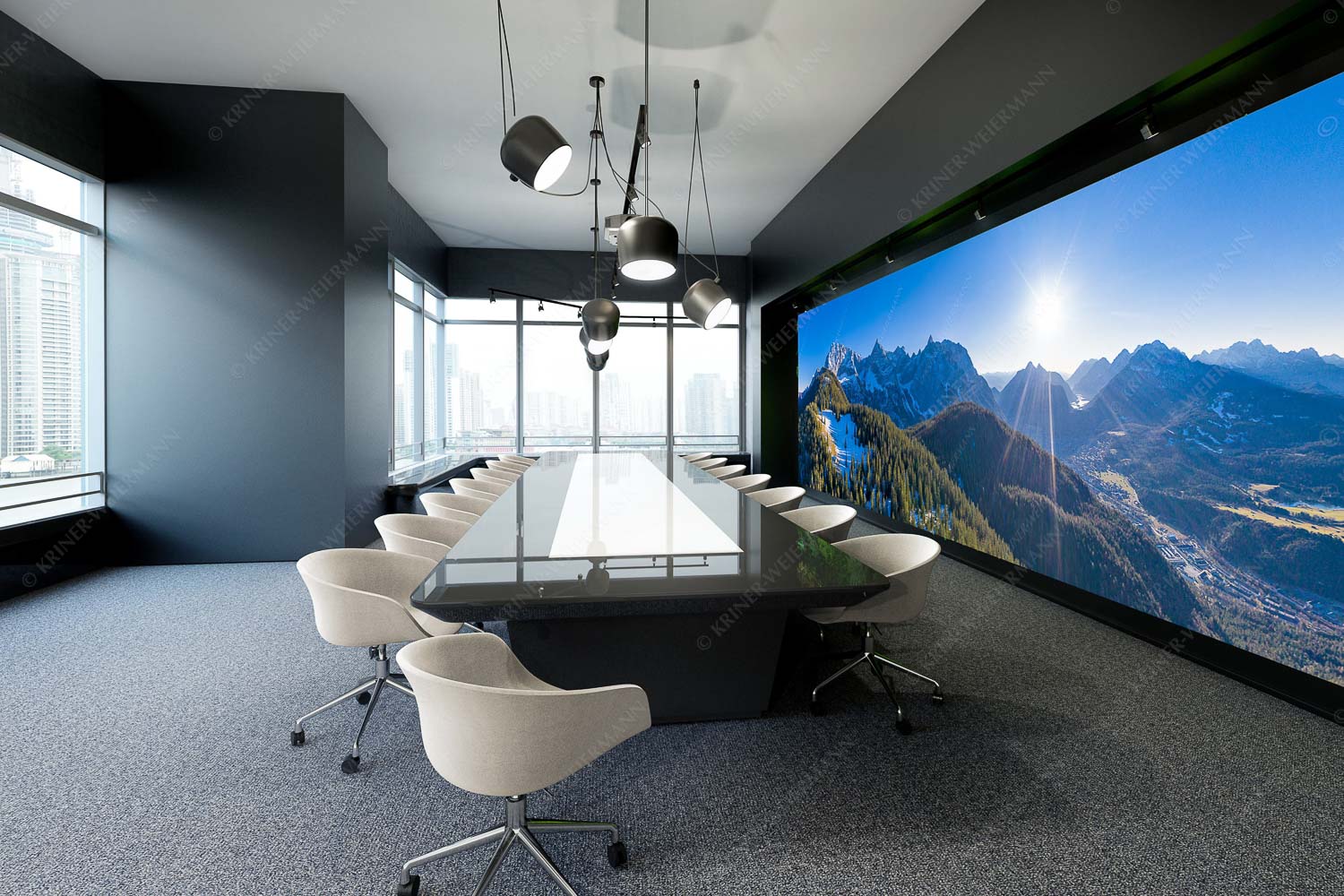 Übern Rehberg – Größe ca. 600x200cm, Seitenverhältnis 3:1 — Wörner Tiefkar und Karwendelkopf Blick über Rehbergalm ins Karwendel- und Wettersteingebirge - Übern Rehberg - Größe ca. 600x200cm, Seitenverhältnis 3:1 - Wörner Tiefkar und Karwendelkopf - weitere Infos unter https://www.kriner-weiermann.de