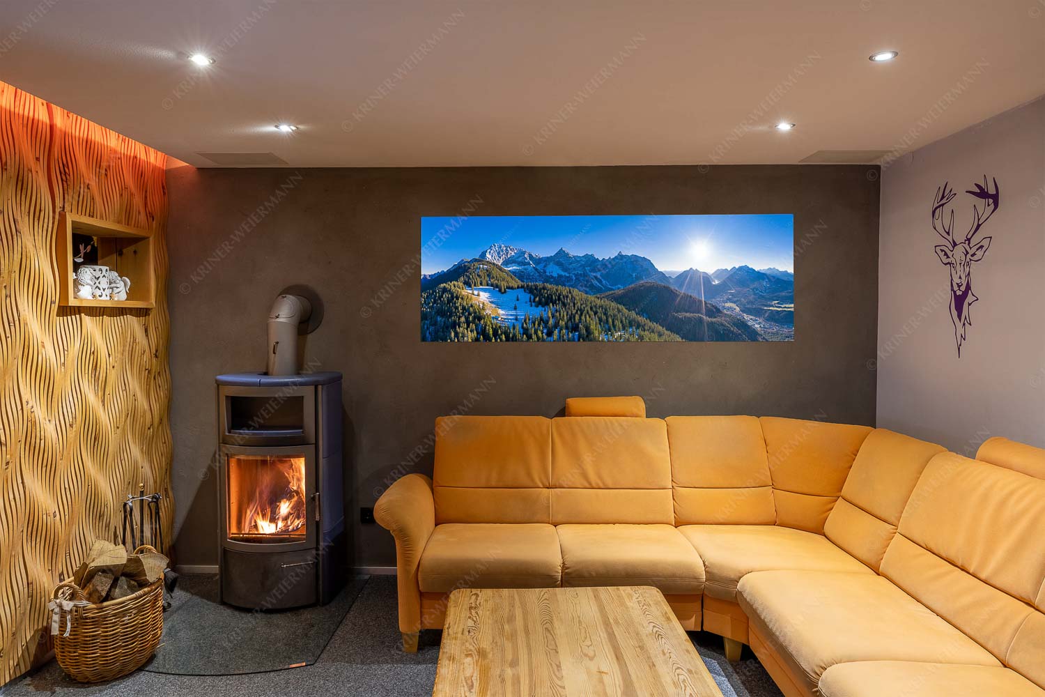 Übern Rehberg – Größe ca. 180x60cm, Seitenverhältnis 3:1 — Wörner Tiefkar und Karwendelkopf Blick über Rehbergalm ins Karwendel- und Wettersteingebirge - Übern Rehberg - Größe ca. 180x60cm, Seitenverhältnis 3:1 - Wörner Tiefkar und Karwendelkopf - weitere Infos unter https://www.kriner-weiermann.de