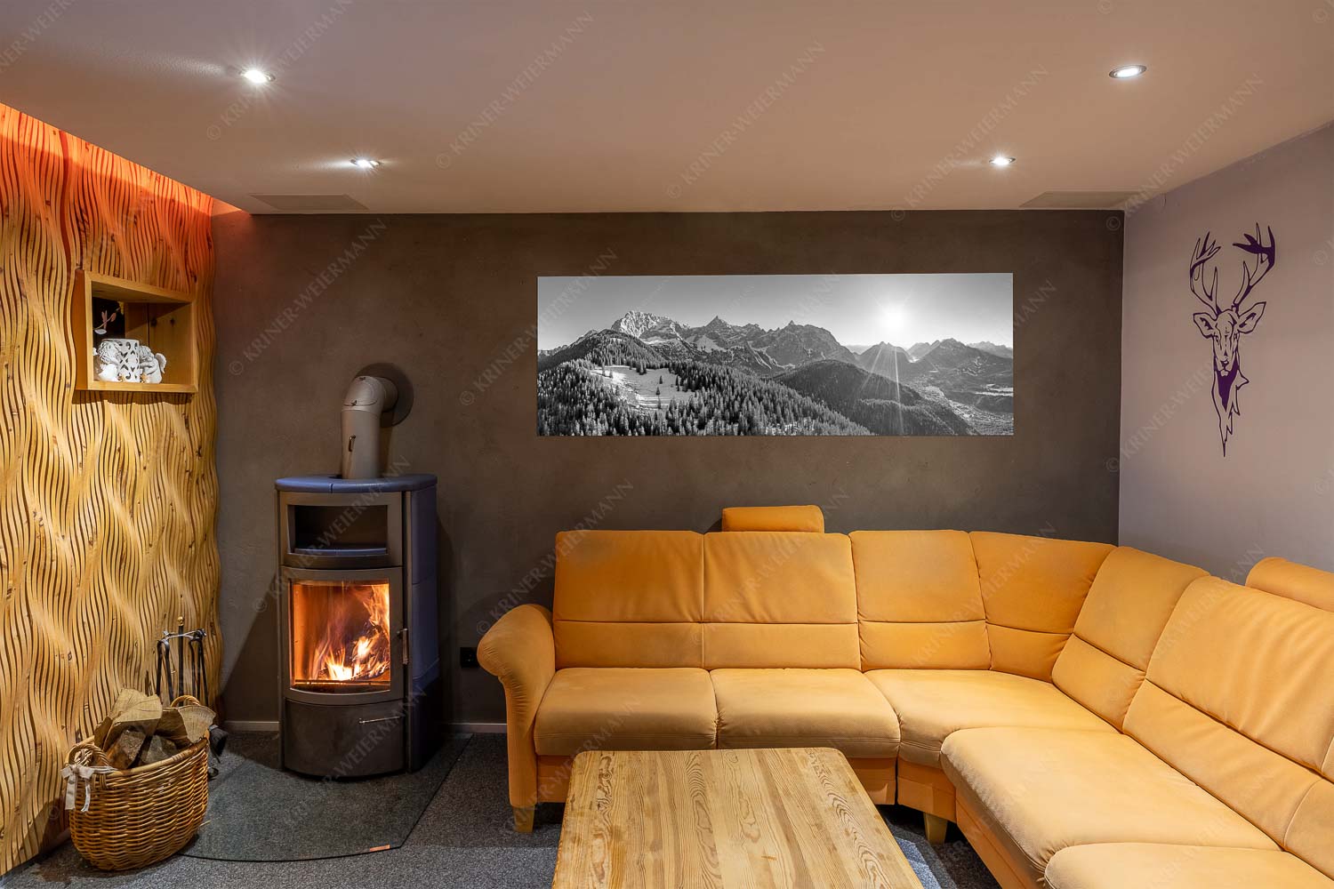 Übern Rehberg – Größe ca. 180x60cm, Seitenverhältnis 3:1 — Wörner Tiefkar und Karwendelkopf Blick über Rehbergalm ins Karwendel- und Wettersteingebirge - Übern Rehberg - Größe ca. 180x60cm, Seitenverhältnis 3:1 - Wörner Tiefkar und Karwendelkopf - weitere Infos unter https://www.kriner-weiermann.de