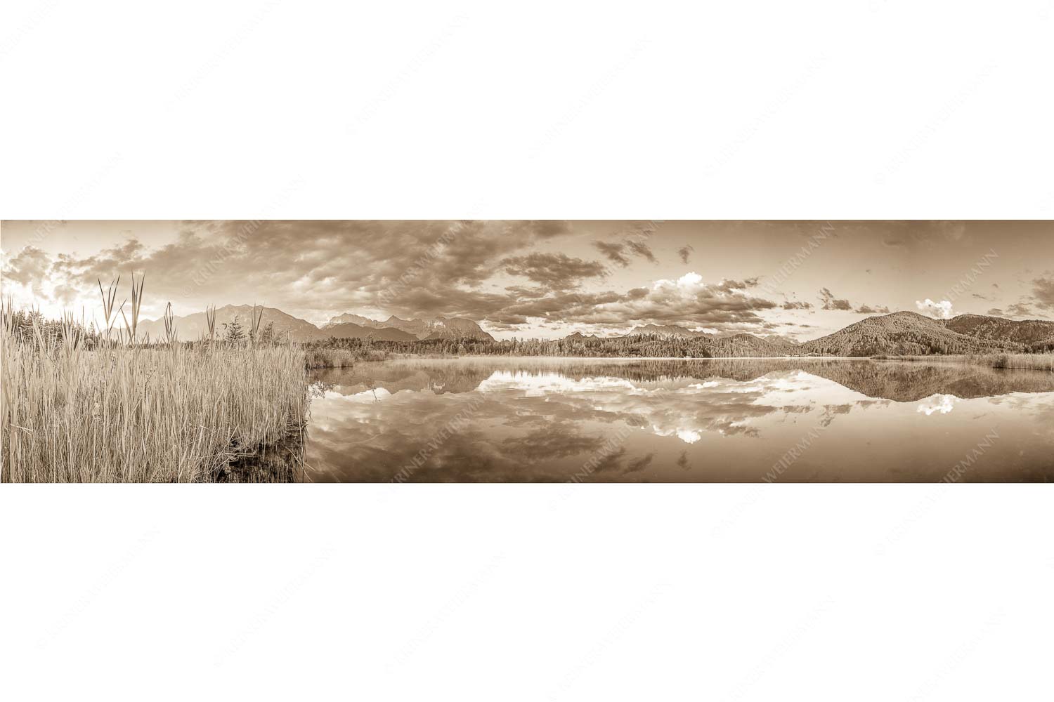 Utopia III – Seitenverhältnis 4:1 — Morgenstimmung am Barmsee Sonnenaufgang am Barmsee mit Blick zum Karwendel und Wettersteingebirge