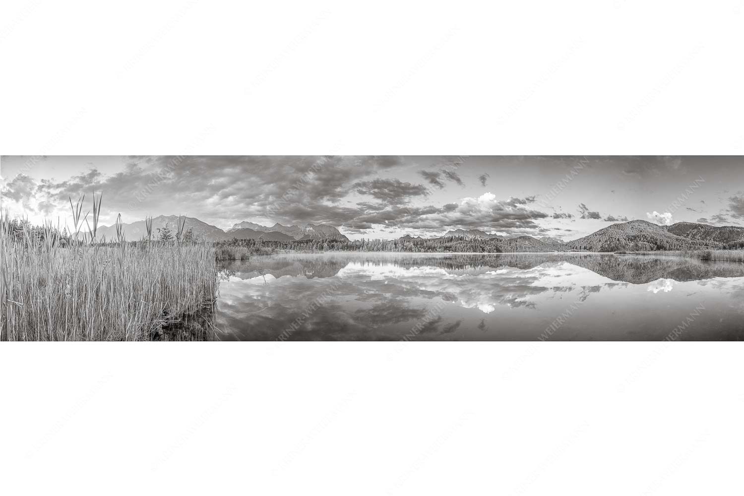 Utopia III – Seitenverhältnis 4:1 — Morgenstimmung am Barmsee Sonnenaufgang am Barmsee mit Blick zum Karwendel und Wettersteingebirge