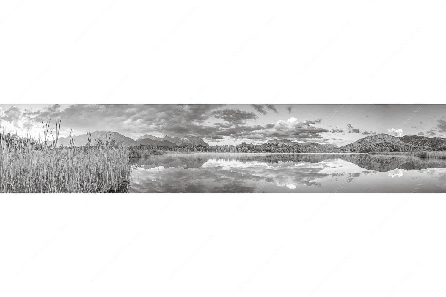 Utopia III – Seitenverhältnis 5:1 — Morgenstimmung am Barmsee Sonnenaufgang am Barmsee mit Blick zum Karwendel und Wettersteingebirge