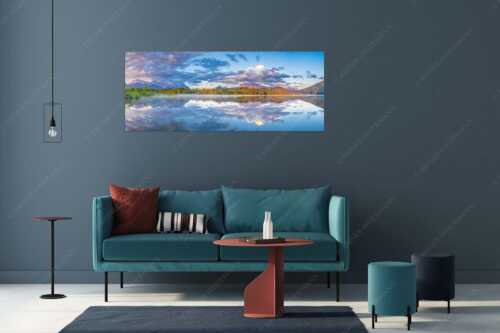 Sonnenaufgang am Barmsee mit Blick zum Karwendel und Wettersteingebirge - Utopia III - Größe ca. 175x70cm, Seitenverhältnis 2,5:1 - Morgenstimmung am Barmsee - weitere Infos unter https://www.kriner-weiermann.de