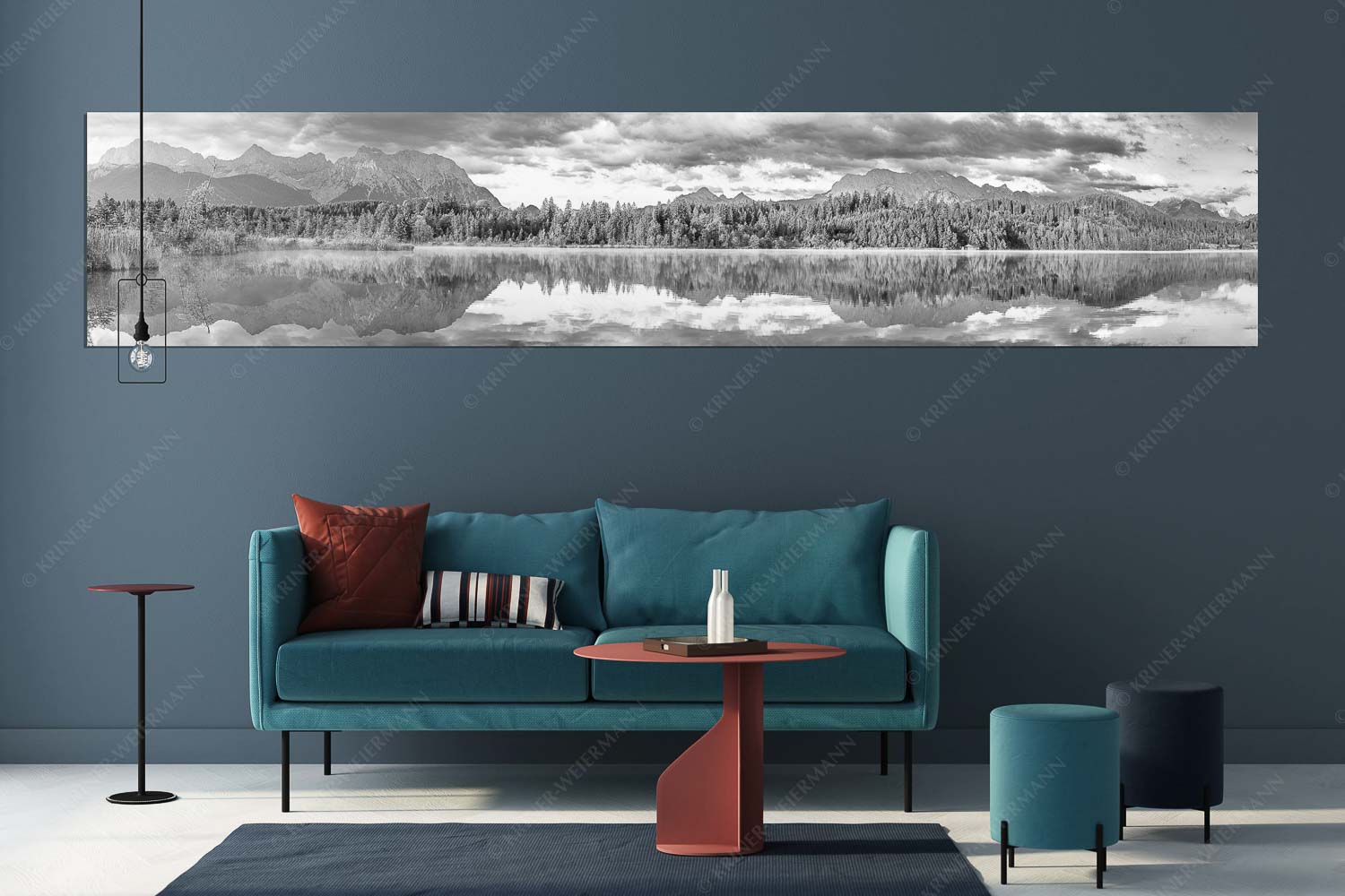 Sonnenaufgang am Barmsee mit Blick zum Karwendel- und Wettersteingebirge - Utopia IV - Größe ca. 350x70cm, Seitenverhältnis 5:1 - Barmsee Karwendel und Wetterstein - weitere Infos unter https://www.kriner-weiermann.de