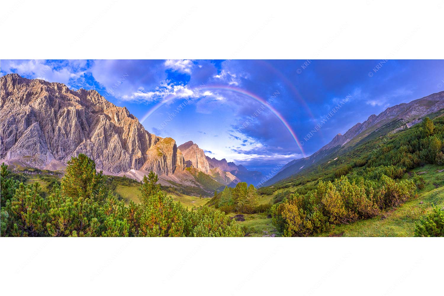Regenbogen über dem Lafatscher und dem Halleranger im Karwendelgebirge