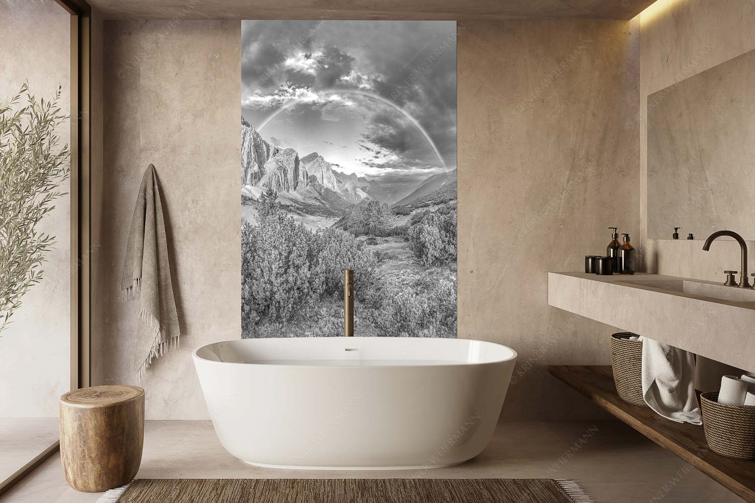 Verzaubert – Größe ca. 160x240cm, Seitenverhältnis 2:3 — Regenbogen Halleranger im Karwendelgebirge Regenbogen über dem Lafatscher und dem Halleranger im Karwendelgebirge - Verzaubert - Größe ca. 160x240cm, Seitenverhältnis 2:3 - Regenbogen Halleranger im Karwendelgebirge - weitere Infos unter https://www.kriner-weiermann.de