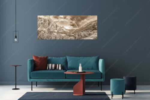 Regenbogen über dem Lafatscher und dem Halleranger im Karwendelgebirge - Verzaubert - Größe ca. 175x70cm, Seitenverhältnis 2,5:1 - Regenbogen Halleranger im Karwendelgebirge - weitere Infos unter https://www.kriner-weiermann.de