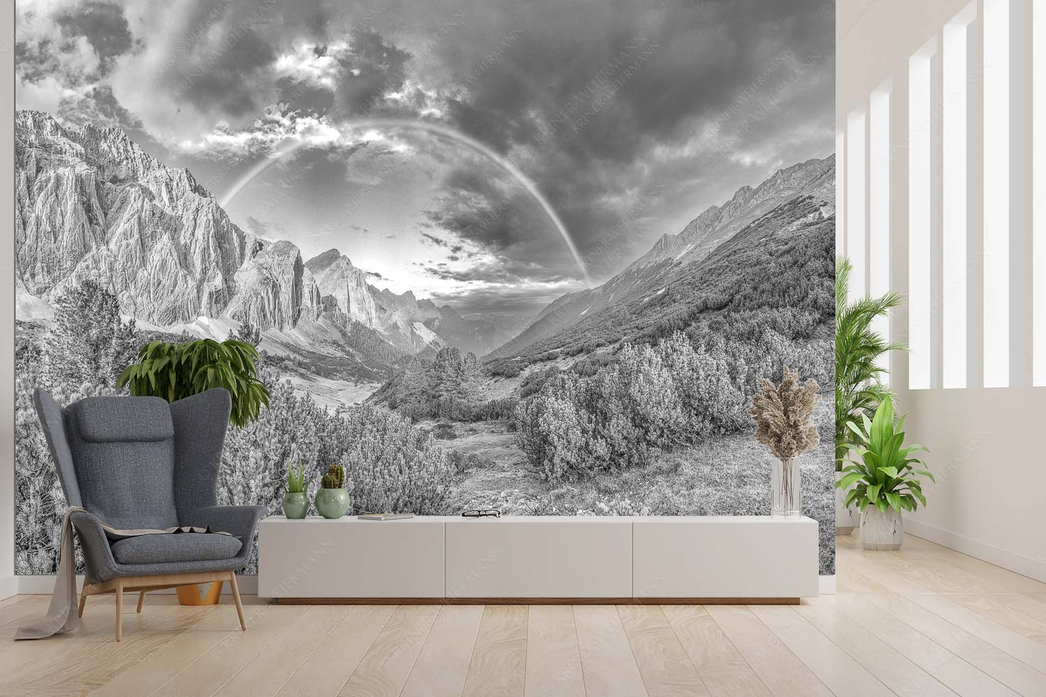 Verzaubert – Größe ca. 300x200cm, Seitenverhältnis 3:2 — Regenbogen Halleranger im Karwendelgebirge Regenbogen über dem Lafatscher und dem Halleranger im Karwendelgebirge - Verzaubert - Größe ca. 300x200cm, Seitenverhältnis 3:2 - Regenbogen Halleranger im Karwendelgebirge - weitere Infos unter https://www.kriner-weiermann.de