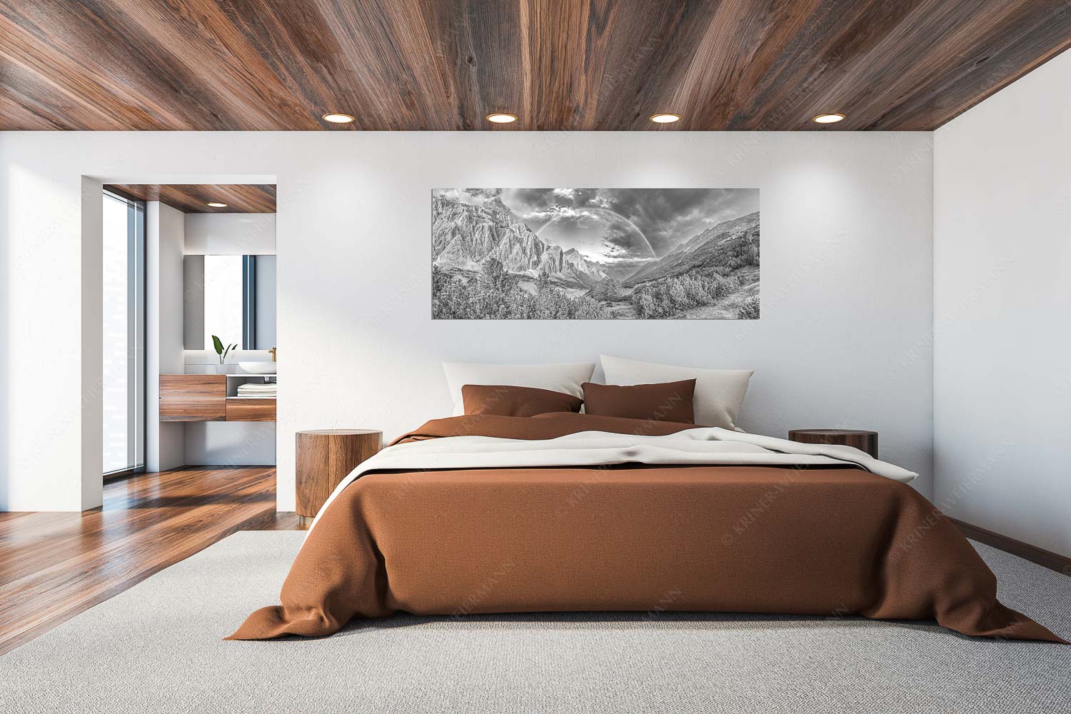 Verzaubert – Größe ca. 200x80cm, Seitenverhältnis 2,5:1 — Regenbogen Halleranger im Karwendelgebirge Regenbogen über dem Lafatscher und dem Halleranger im Karwendelgebirge - Verzaubert - Größe ca. 200x80cm, Seitenverhältnis 2,5:1 - Regenbogen Halleranger im Karwendelgebirge - weitere Infos unter https://www.kriner-weiermann.de