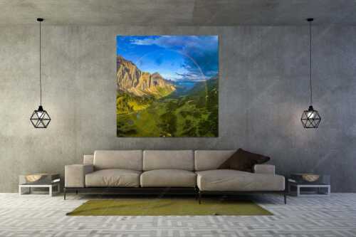 360 Grad Regenbogen über dem Halleranger im Karwendelgebirge - Verzauberter Halleranger - Größe ca. 160x160cm, Seitenverhältnis 1:1 - Regenbogen im Karwendel - weitere Infos unter https://www.kriner-weiermann.de