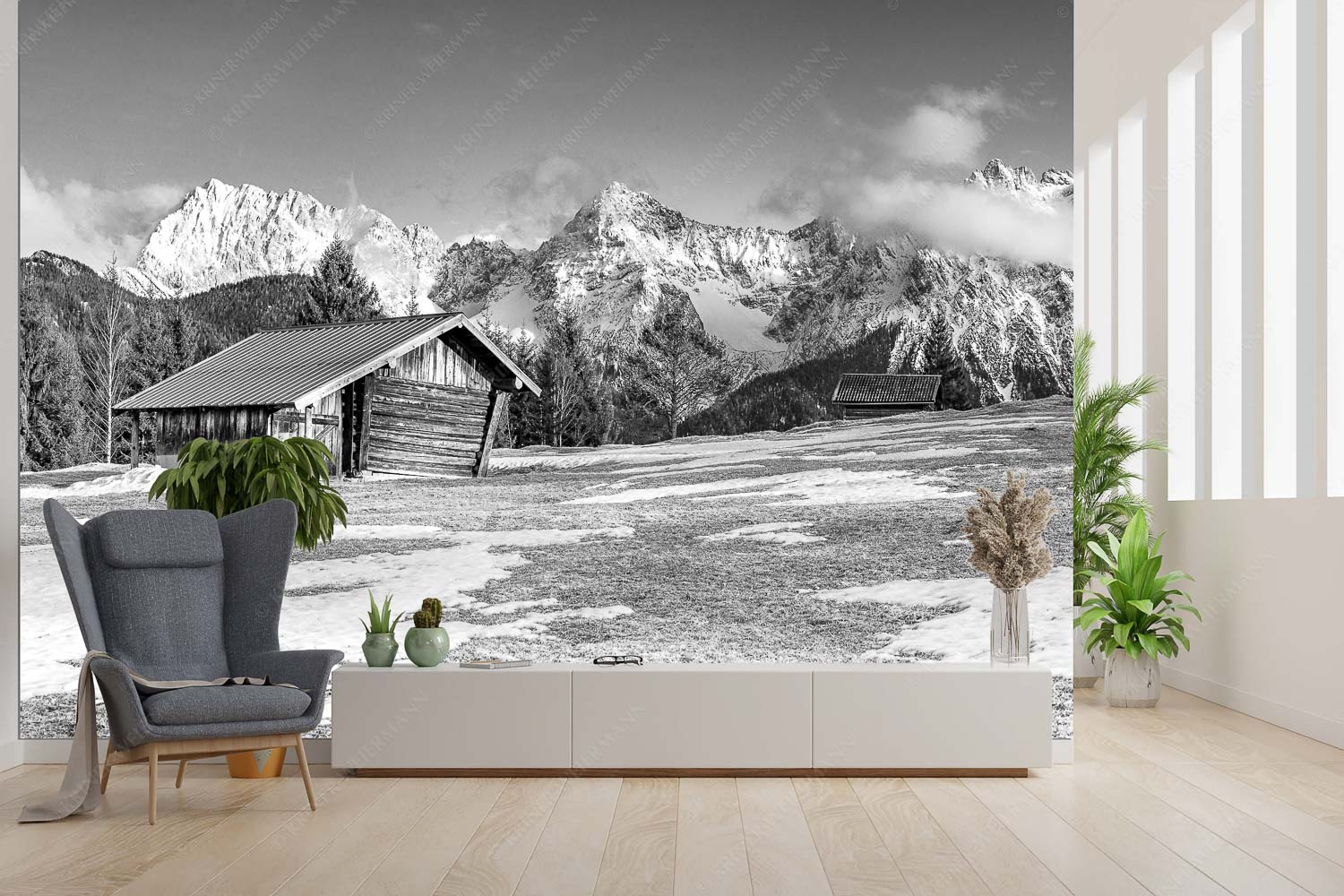 Viel ist nicht mehr übrig – Größe ca. 300x200cm, Seitenverhältnis 3:2 — Heustadel und Karwendel Letzte Schneereste auf den Wiesen und das Karwendelgebirge im Hintergrund - Viel ist nicht mehr übrig - Größe ca. 300x200cm, Seitenverhältnis 3:2 - Heustadel und Karwendel - weitere Infos unter https://www.kriner-weiermann.de